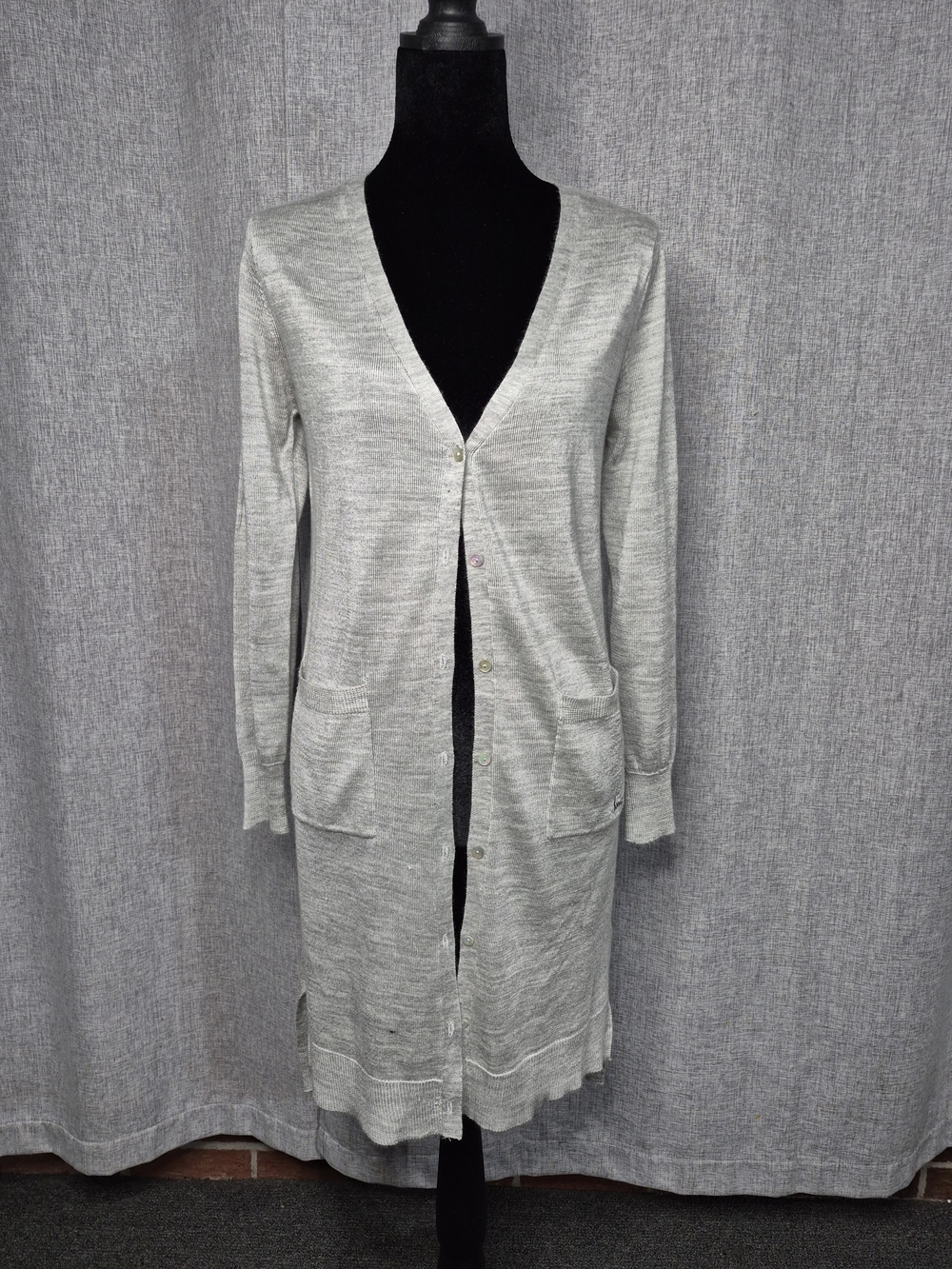 EXPRESS Gray Longline Button Front Cardigan Sweater Size S/P